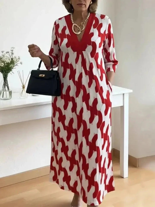 Elegant Art Print Midi Dress