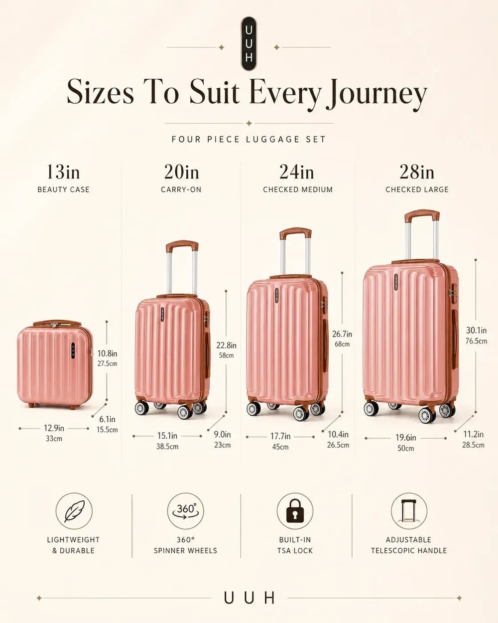 ✨50% OFF!  4 Piece Luggage Set Hardshell Suitcases